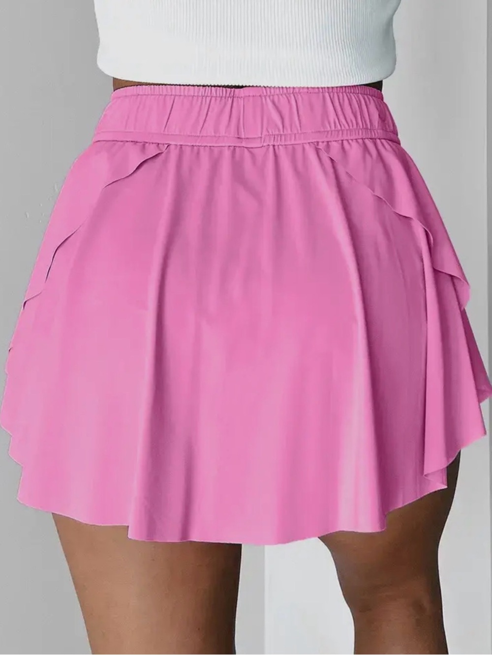 Pink Drawstring Flowy Skort - Picture 2 of 3